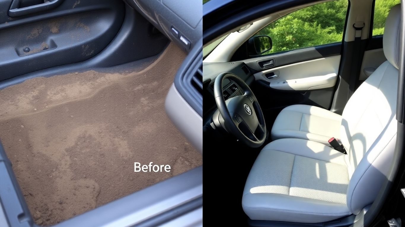 Clean vs dirty car interior comparison