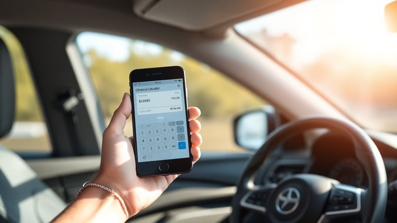 Car finance calculator on a smartphone screen.