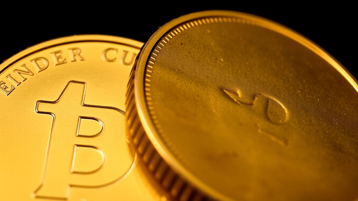 Genuine gold coin beside a fake, discolored counterfeit coin.