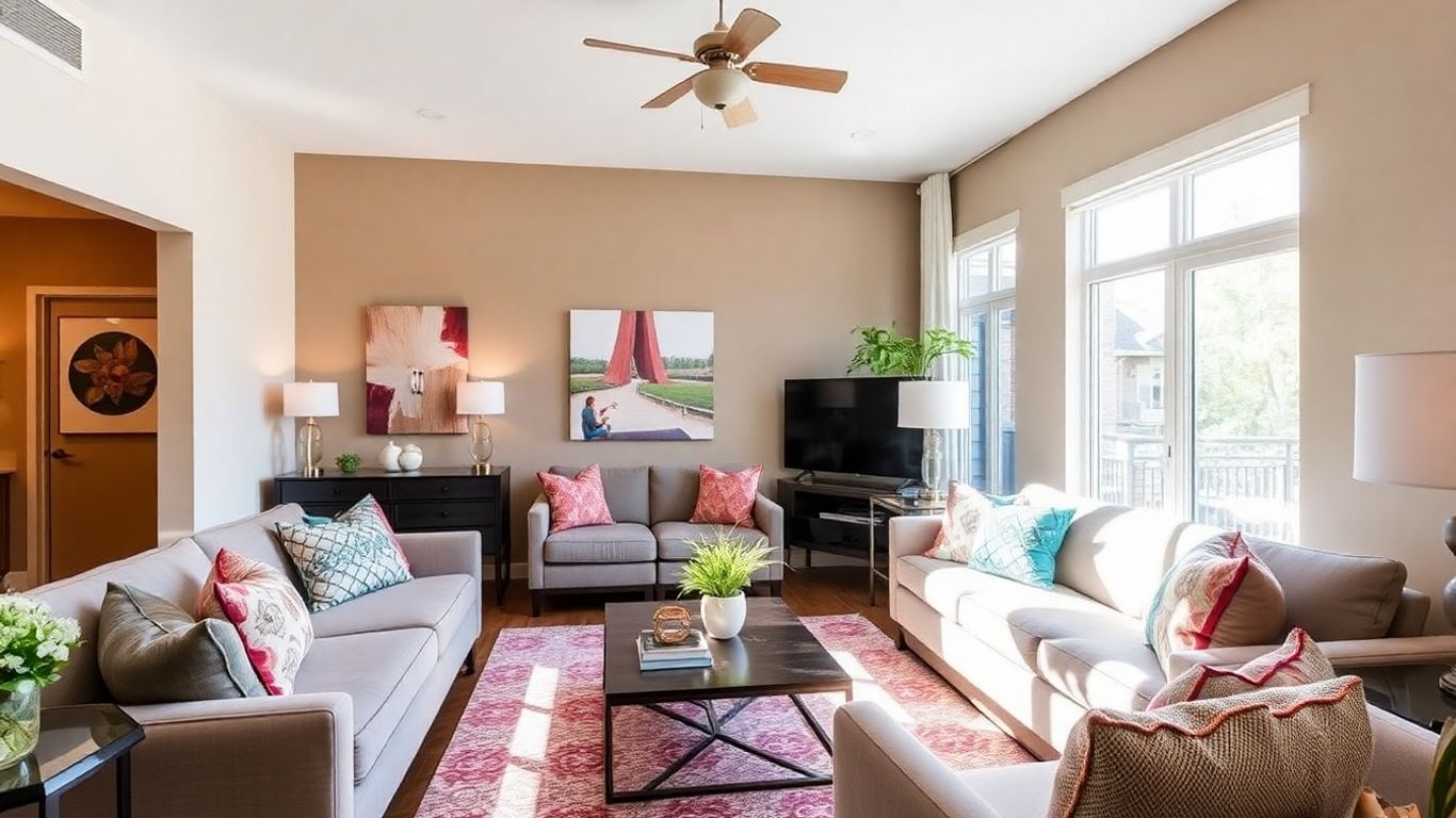 Stylish living room in a Nashville rental property.