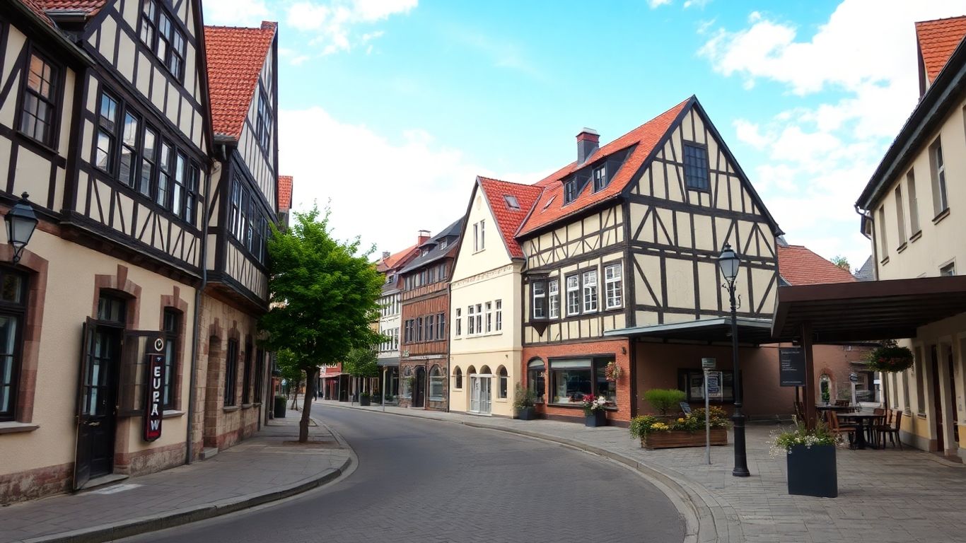 Helmstedt Kernstadt Straße mit historischen Gebäuden