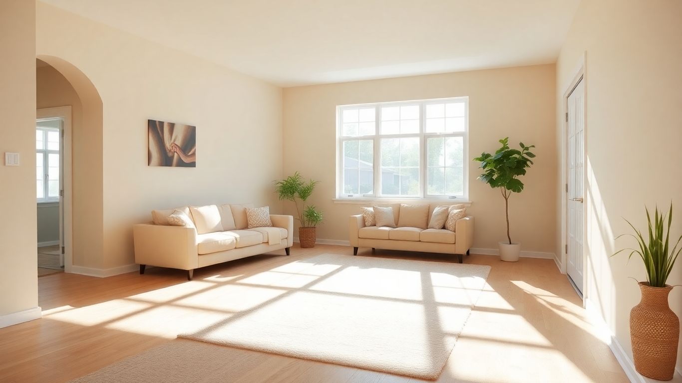 Freshly painted living room with natural light.