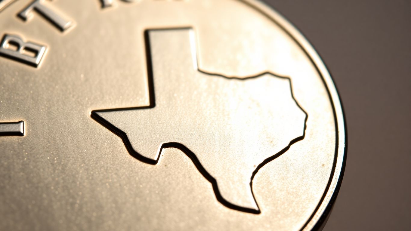 Gleaming Texas silver round, close-up photographic detail.