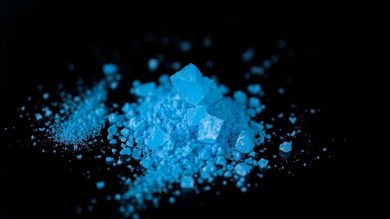Blue crystalline powder pile