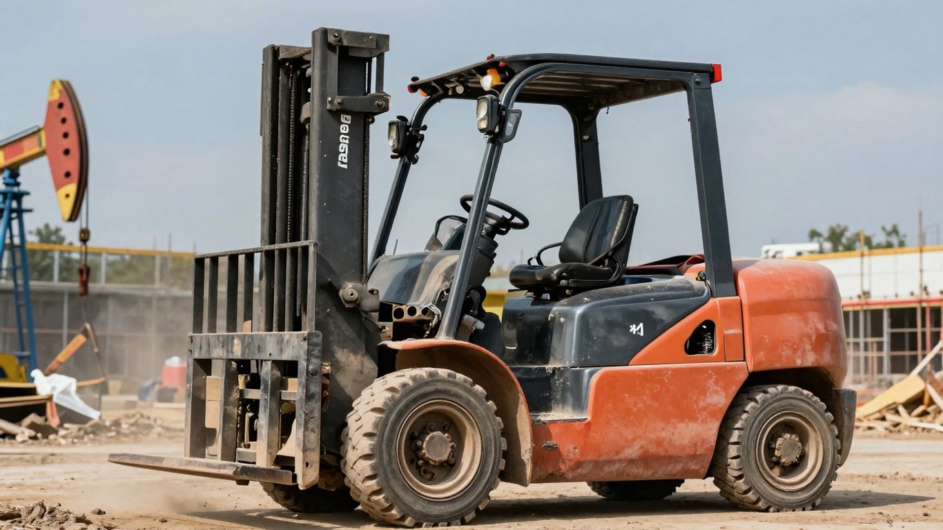 รถโฟล์คลิฟท์น้ำมันทำงานกลางแจ้ง ยกของหนัก