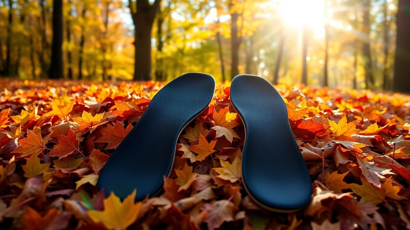 Align Footwear insoles among autumn leaves