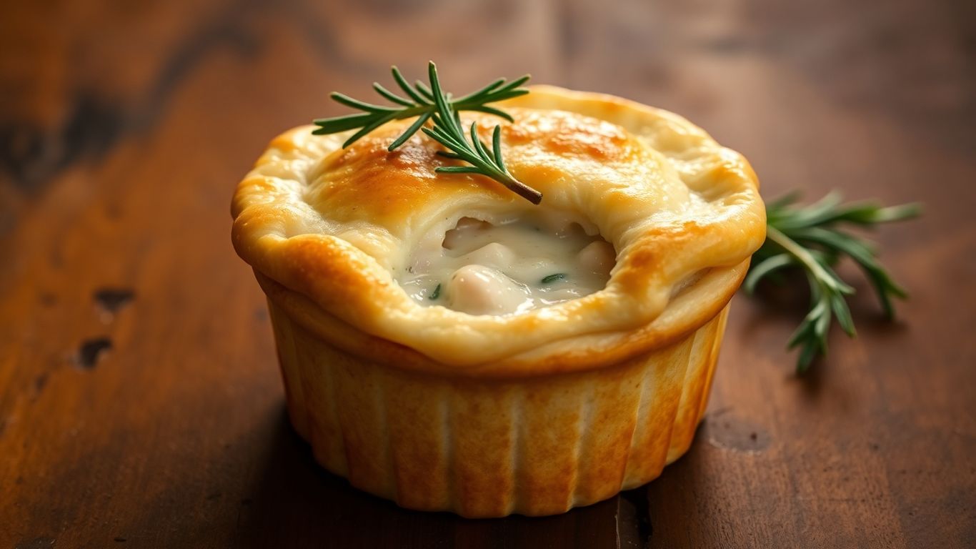 Cozy individual chicken pot pie with flaky crust.