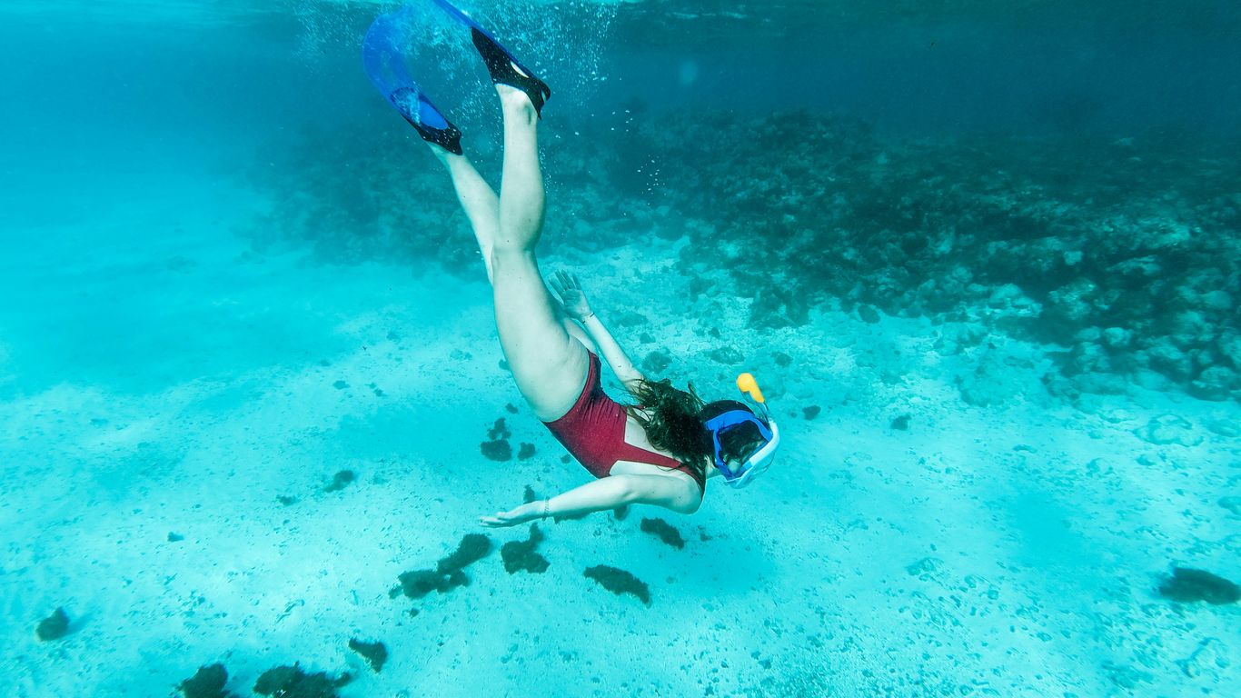 woman in blue and black bikini swimming in the sea