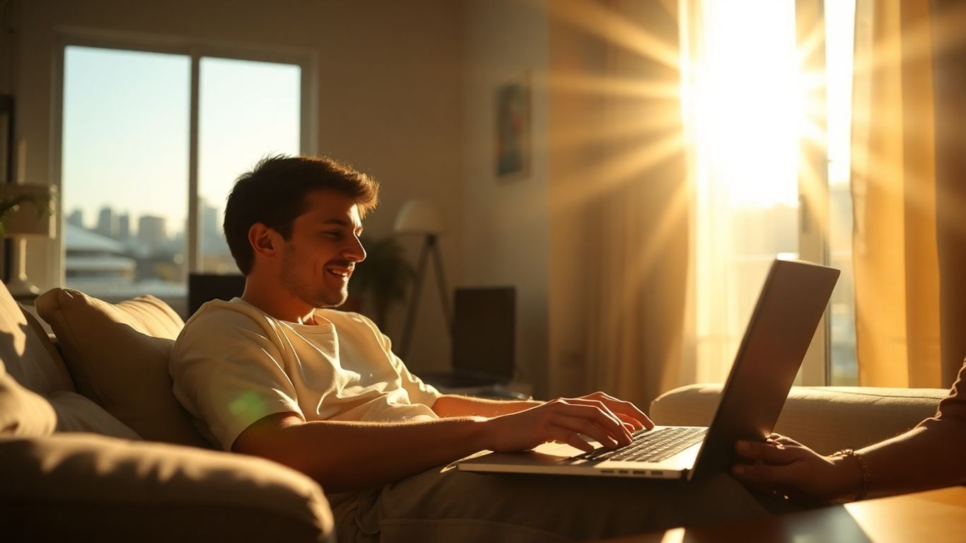 Person working from home in Australia