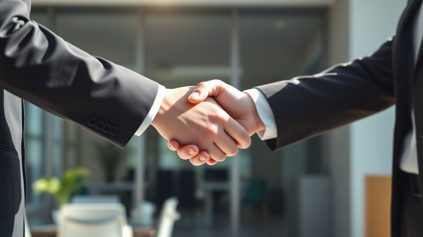Aperto de mãos simbolizando contrato de trabalho efetivo.