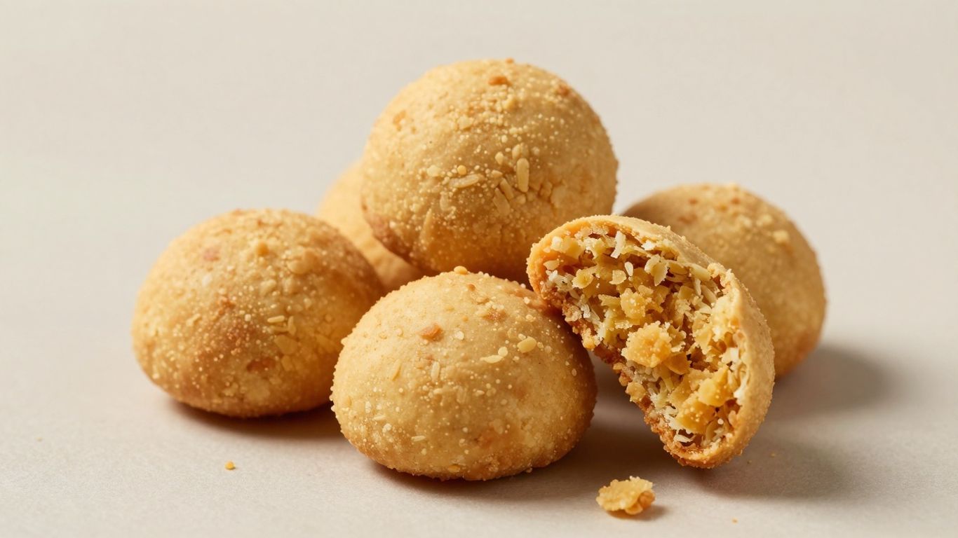 No-bake protein bites on a neutral surface.