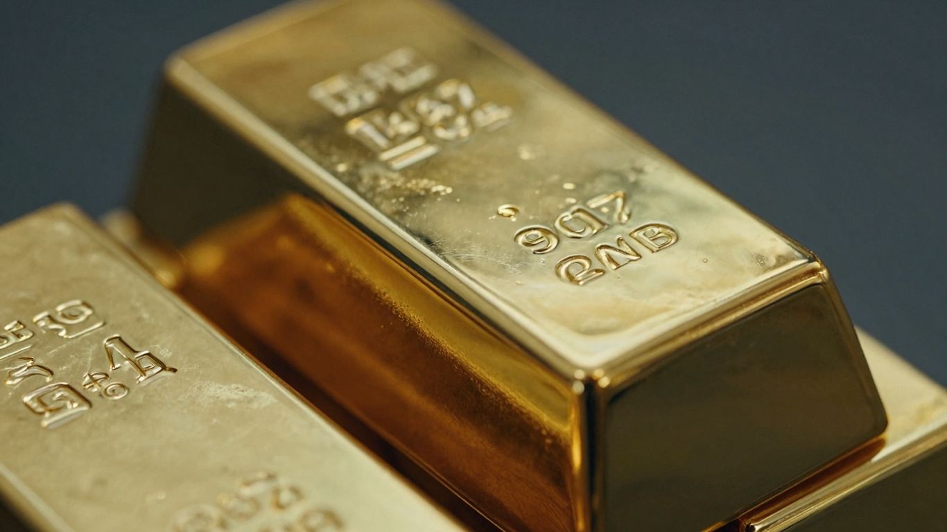 一块24K纯金锭旁边放着一块金合金。