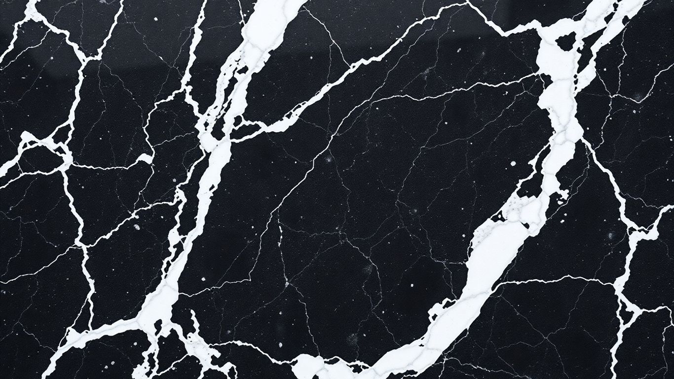 Dramatic black Nero Marquina marble with white veins.