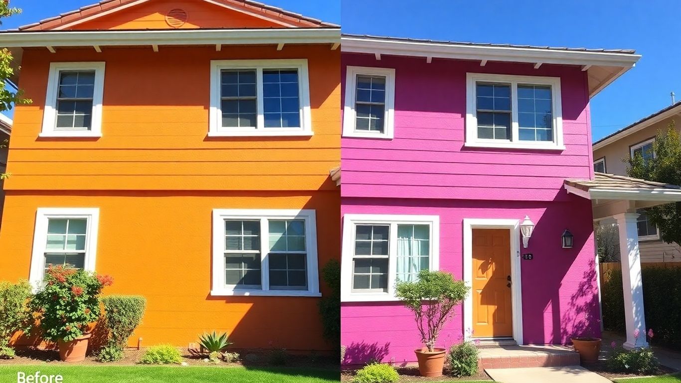 San Jose house exterior paint, weathered and fresh finishes.