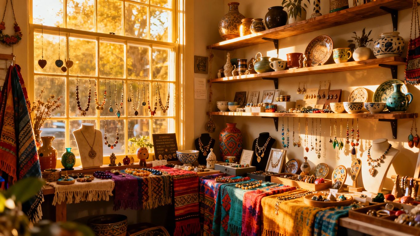 Unique gifts and decor inside a charming shop.