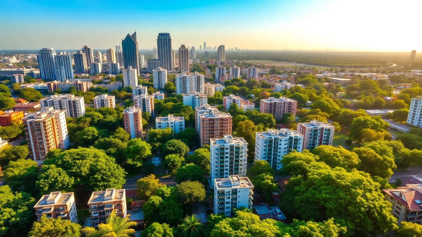 Thane cityscape with modern buildings and greenery.