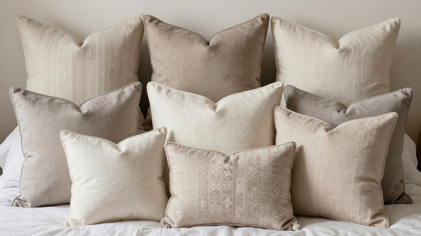 Various pillow sizes arranged neatly on a bed.
