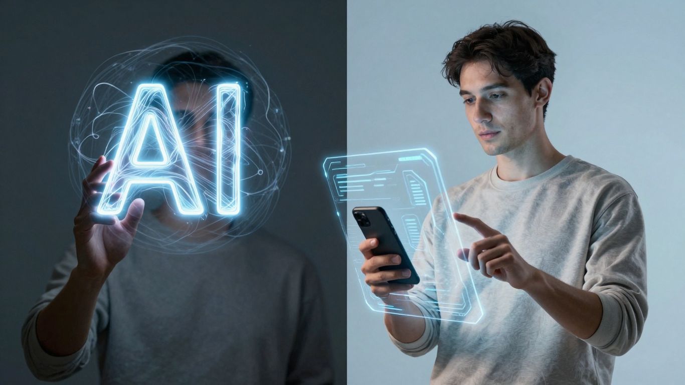 Person interacting with AI, showing trust and overconfidence.