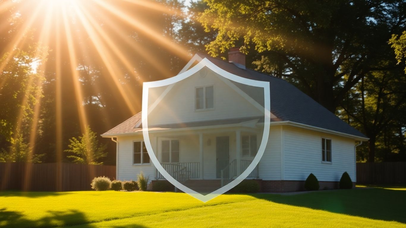 Casa protegida con escudo, seguro de hogar integral.