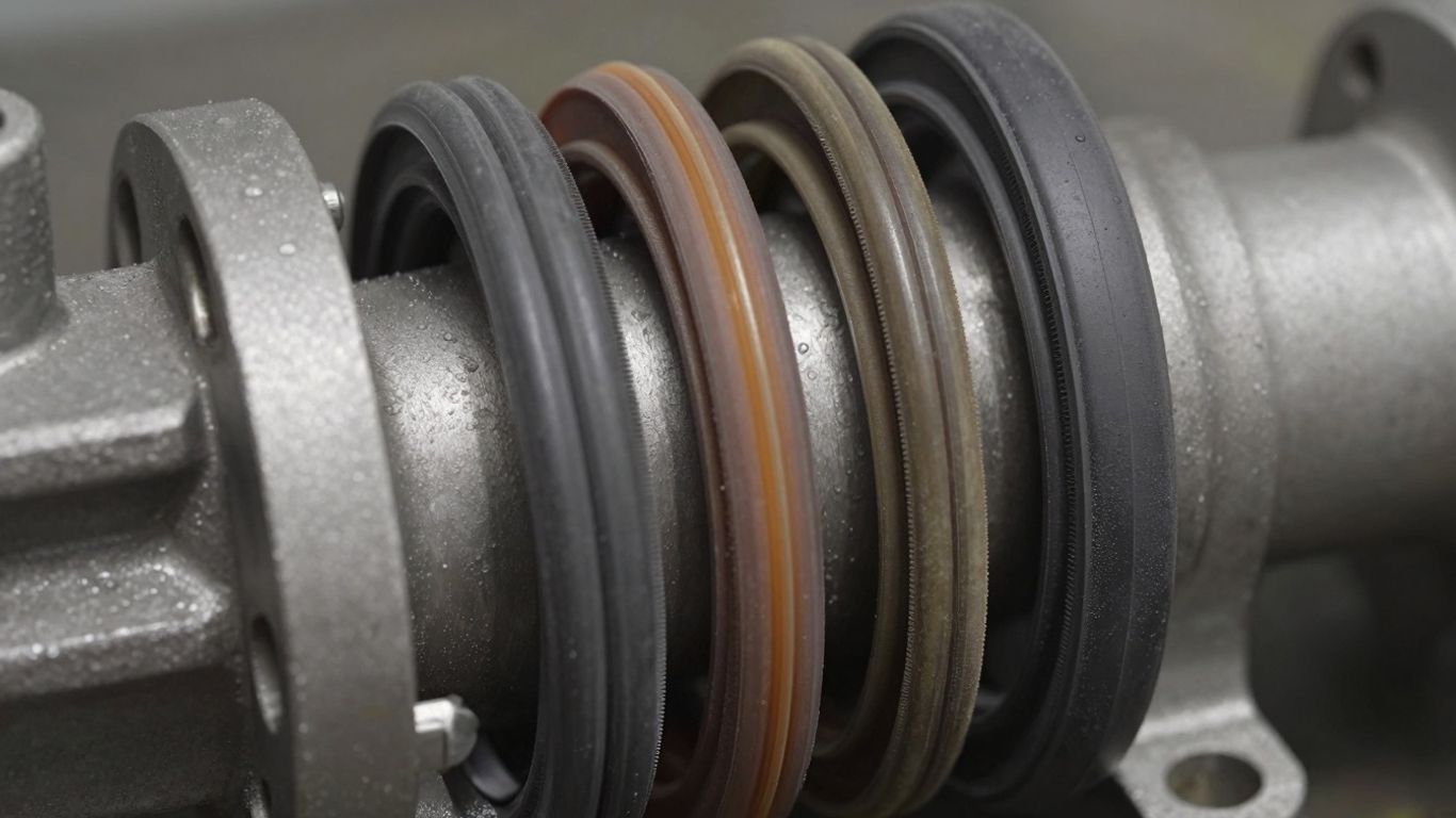 Water pump seals and gaskets in a plumbing system.