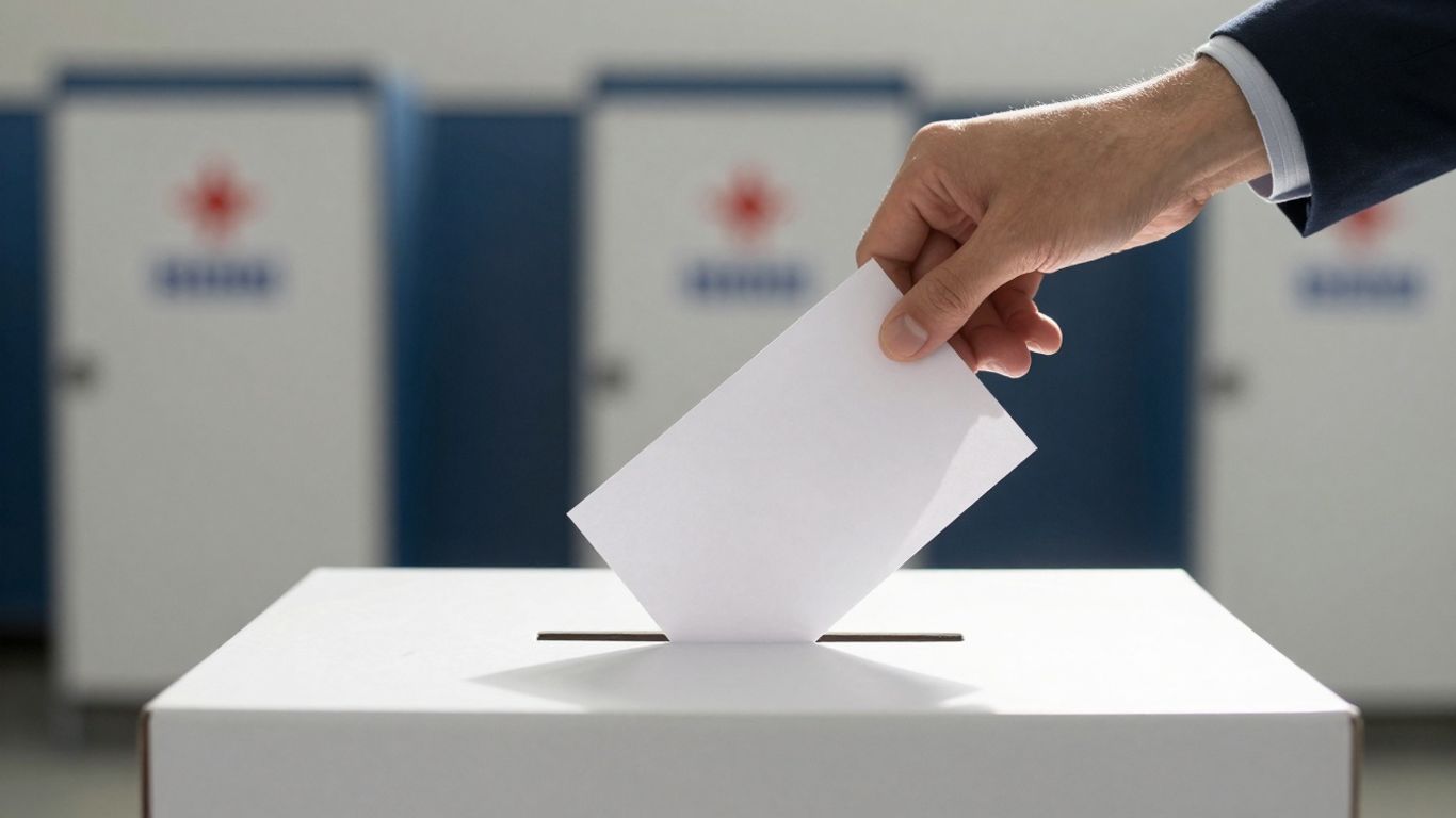 Urna de vot cu o mână depunând un vot.