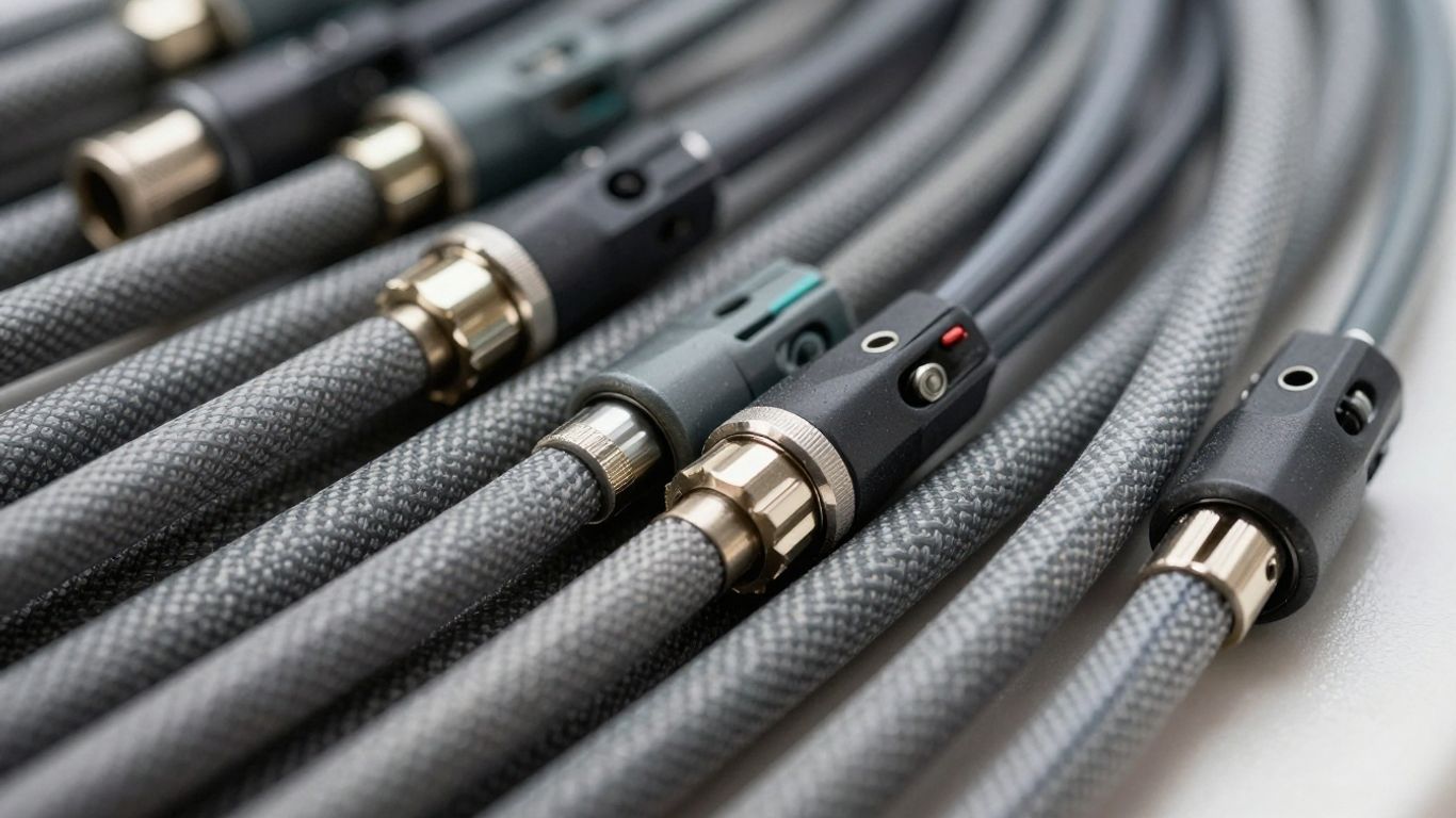 Verschillende soorten boot stuurkabels met connectoren.