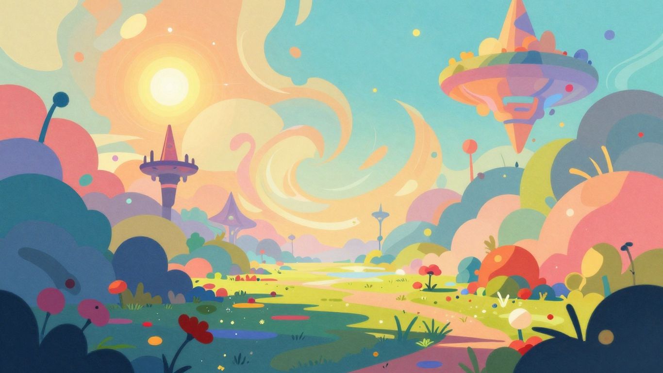 Abstract AI art with vibrant colors and game-like feel.