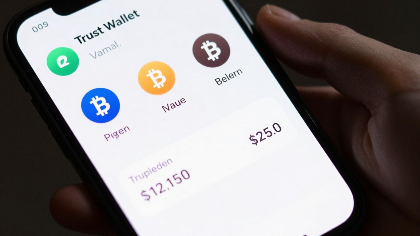 Trust Wallet app interface on a smartphone screen.