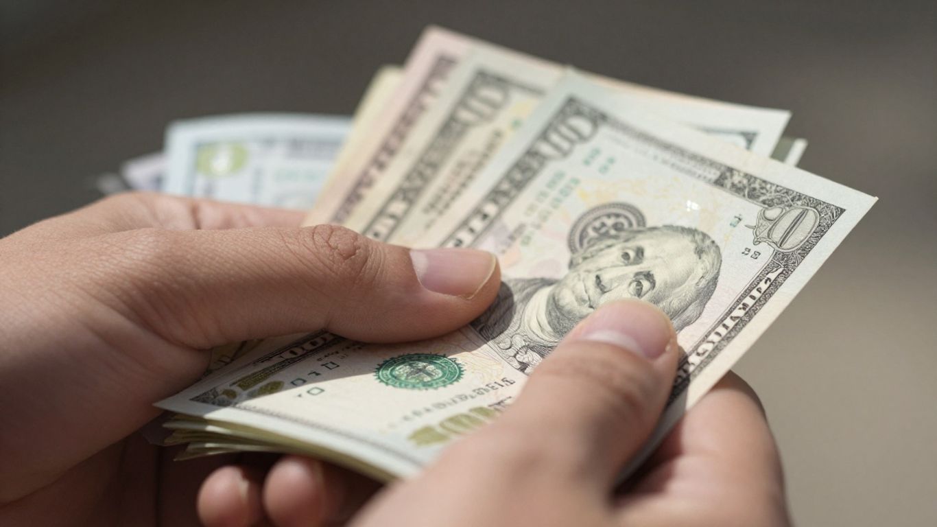 Hand holding money bills, insurance premium calculation