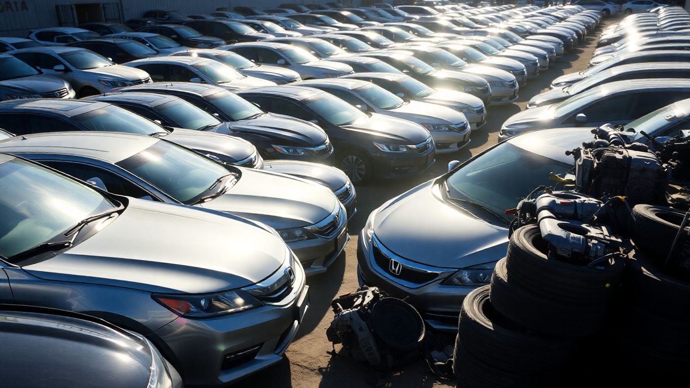 Honda car parts at a Melbourne wrecking yard.