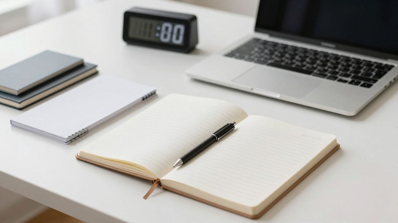 Digital focus timer on a clean desk.