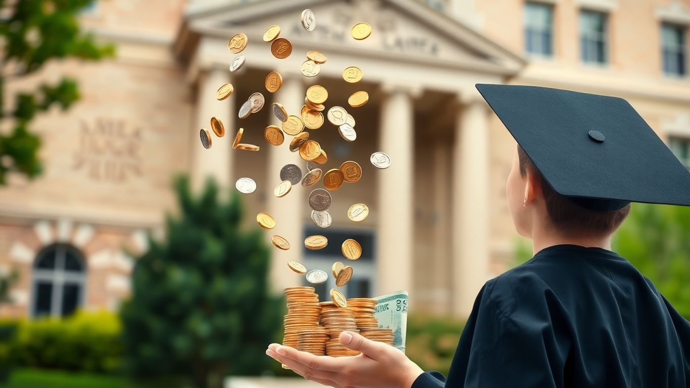 Estudante recebendo dinheiro de volta da universidade.