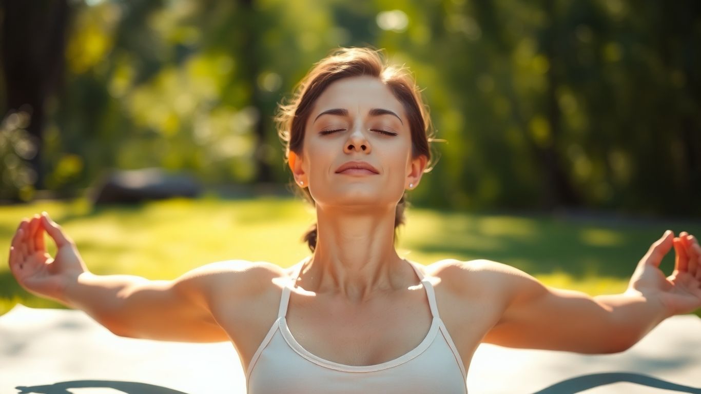 Woman meditating peacefully in a yoga pose.