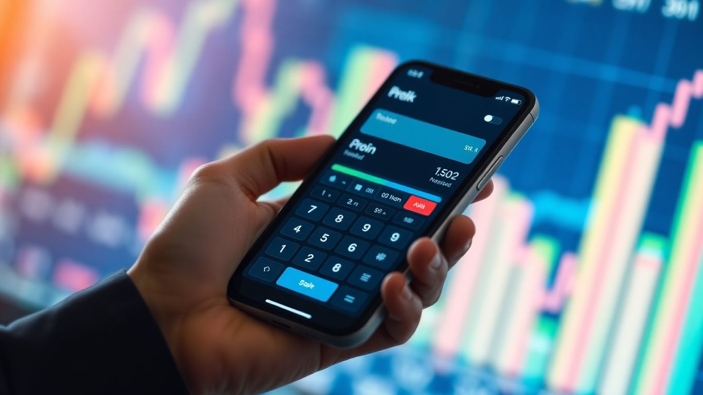 Stock rate of return calculator on a smartphone.