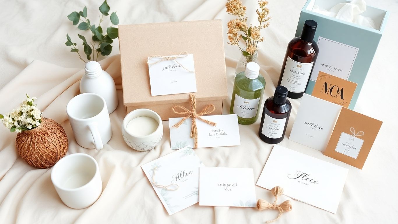 Elegant bridal shower gifts arranged attractively.