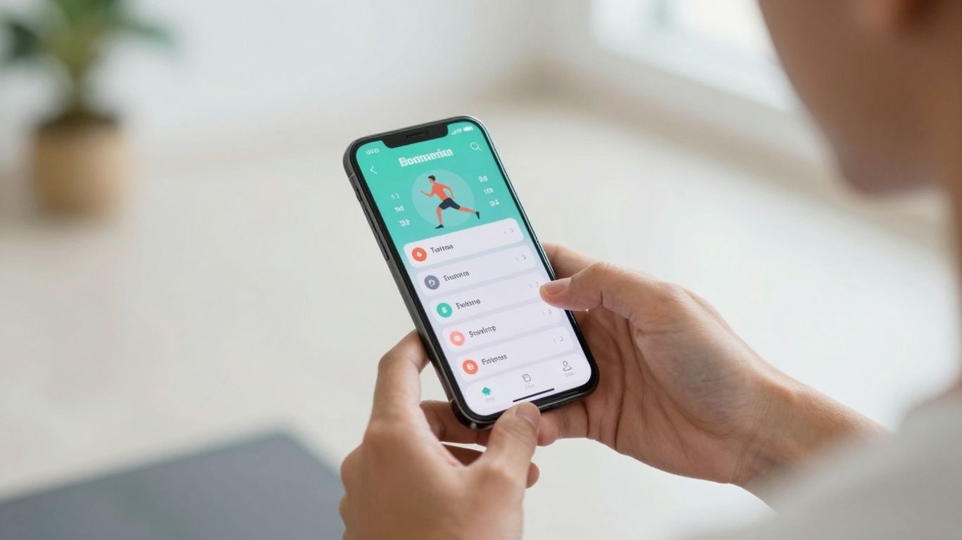 Person using fitness tracking app on phone