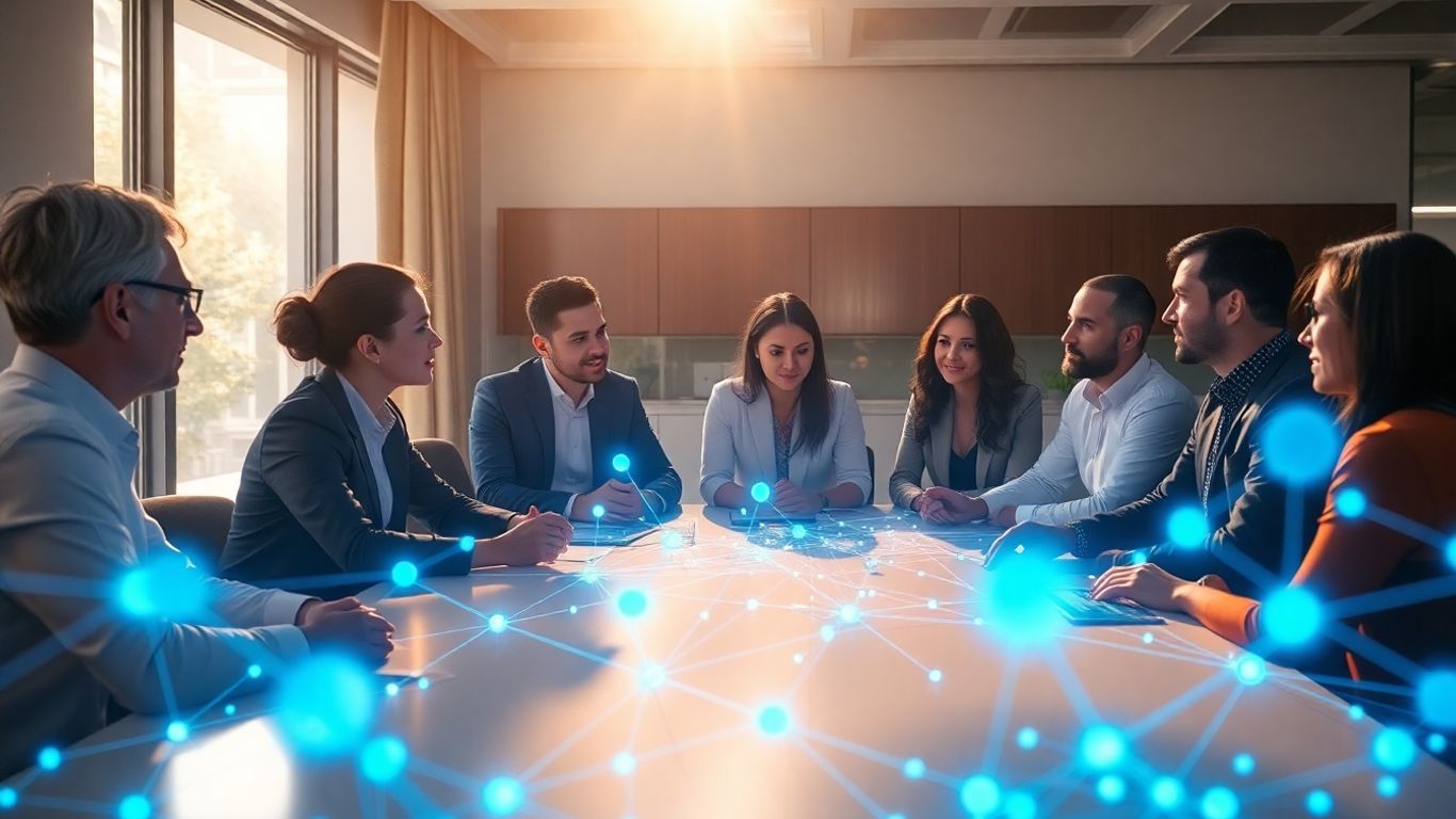 Team collaborating on blockchain solutions