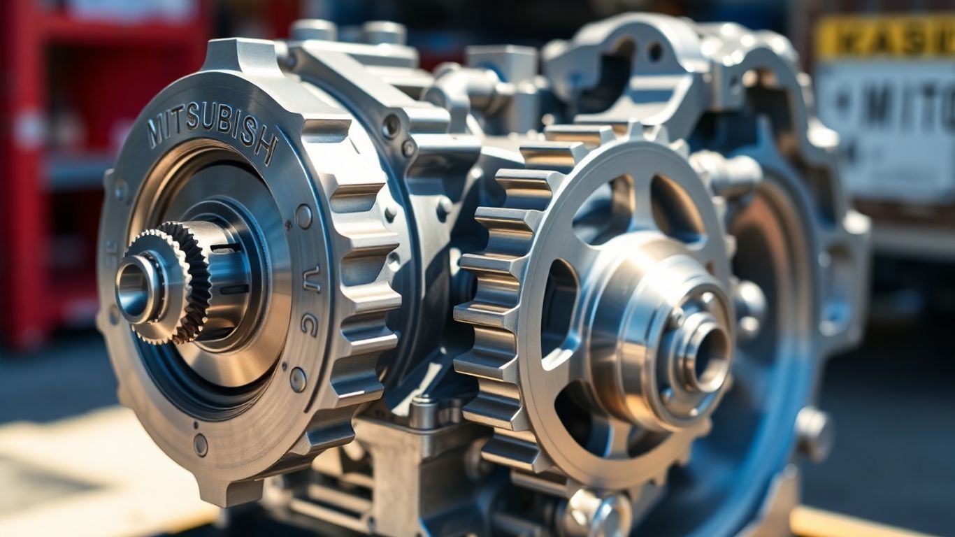 Mitsubishi gearbox with visible gears and casing.