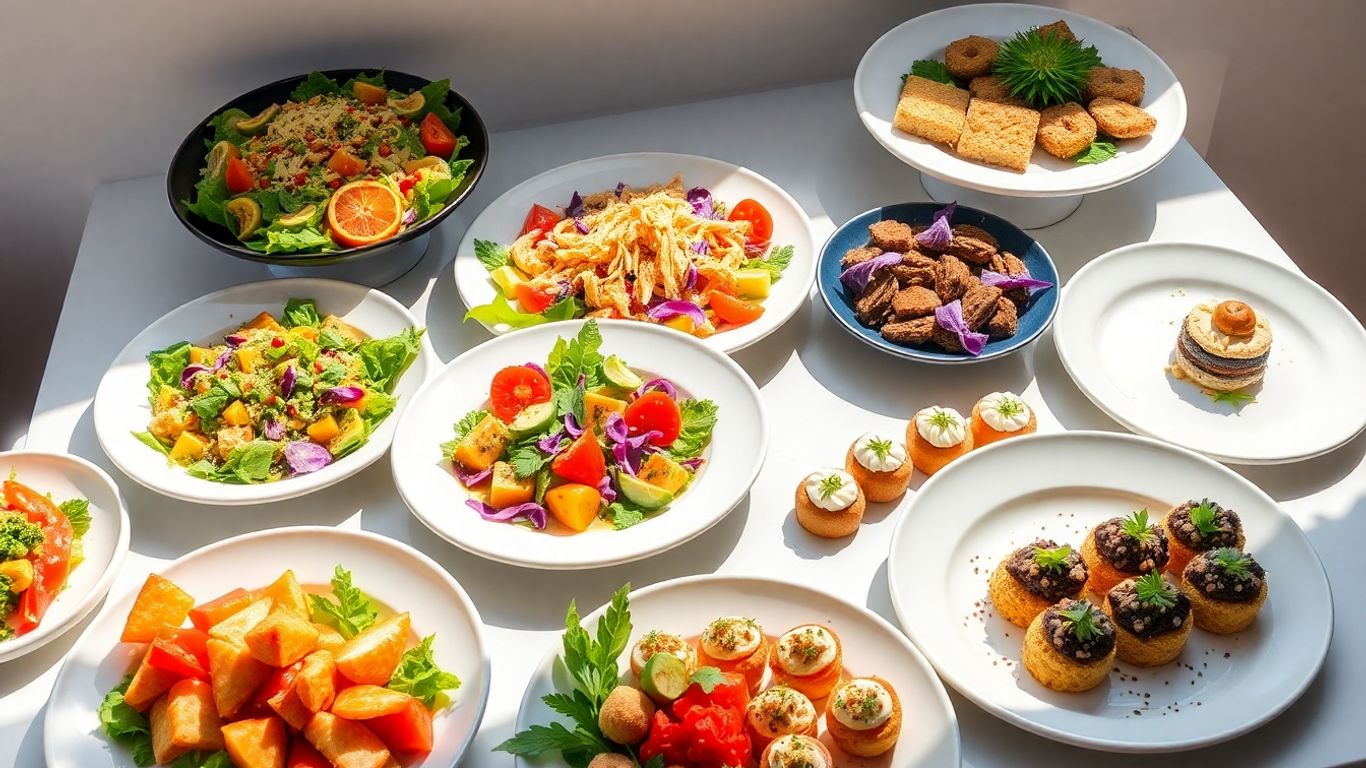Elegant vegan food spread for a UK event.