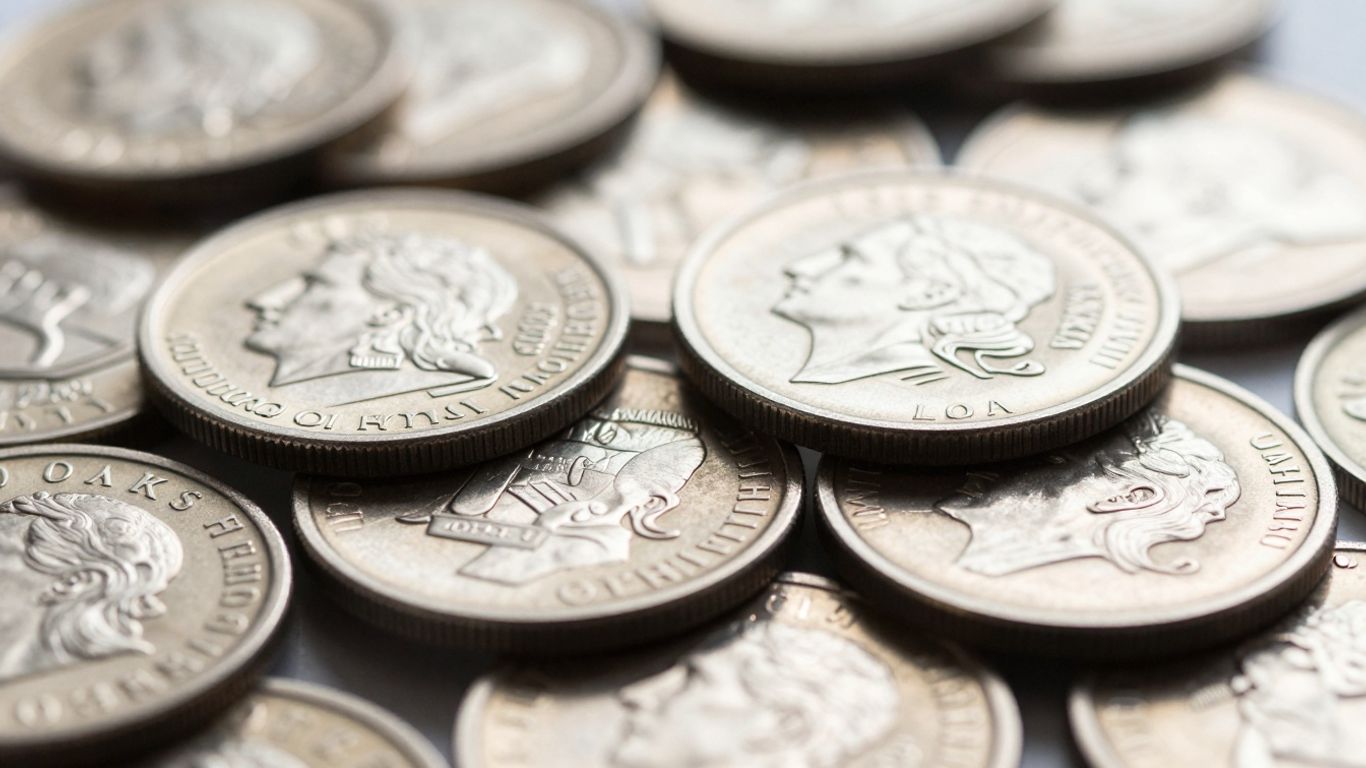 Pile of shiny silver bullion coins