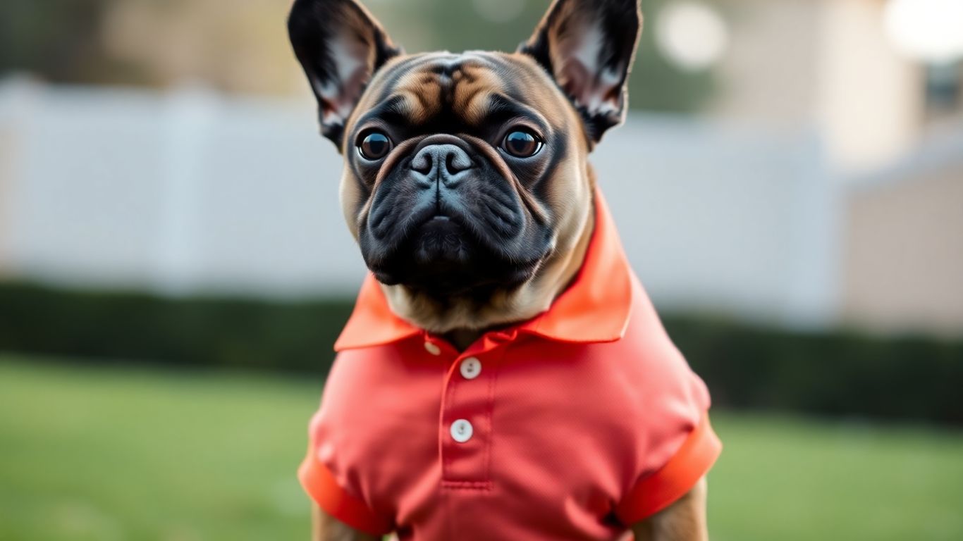 Dog wearing a stylish polo shirt.