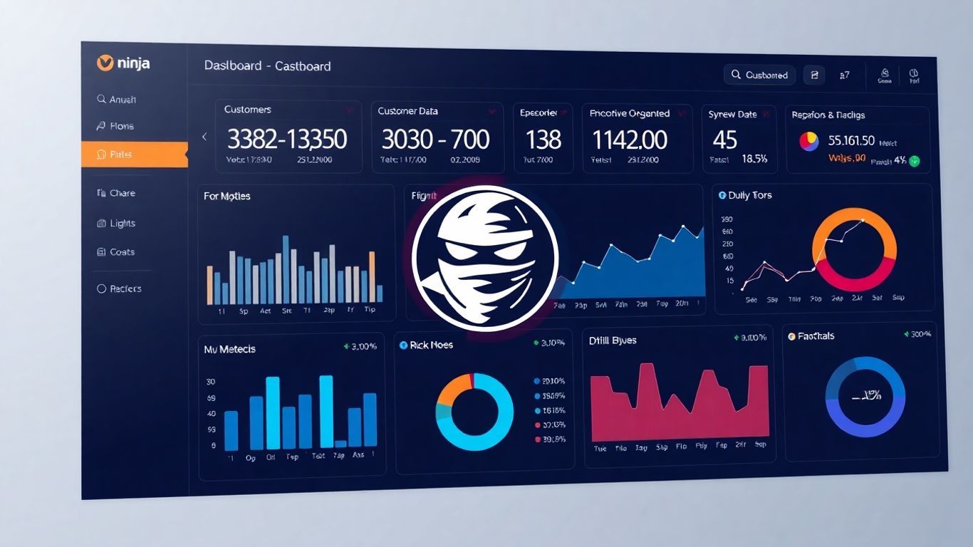 NinjaPipe CRM dashboard with organized data and ninja icon.