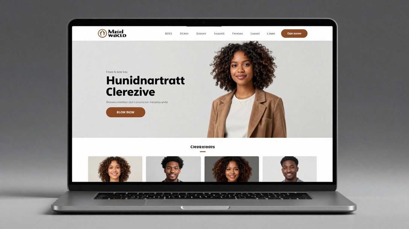 Modern website design on a laptop screen.