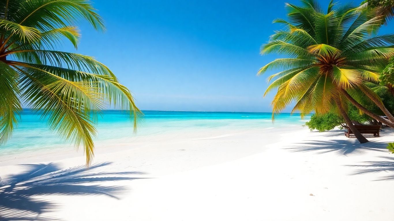 Rajskie plaże Zanzibaru z palmami i turkusową wodą.