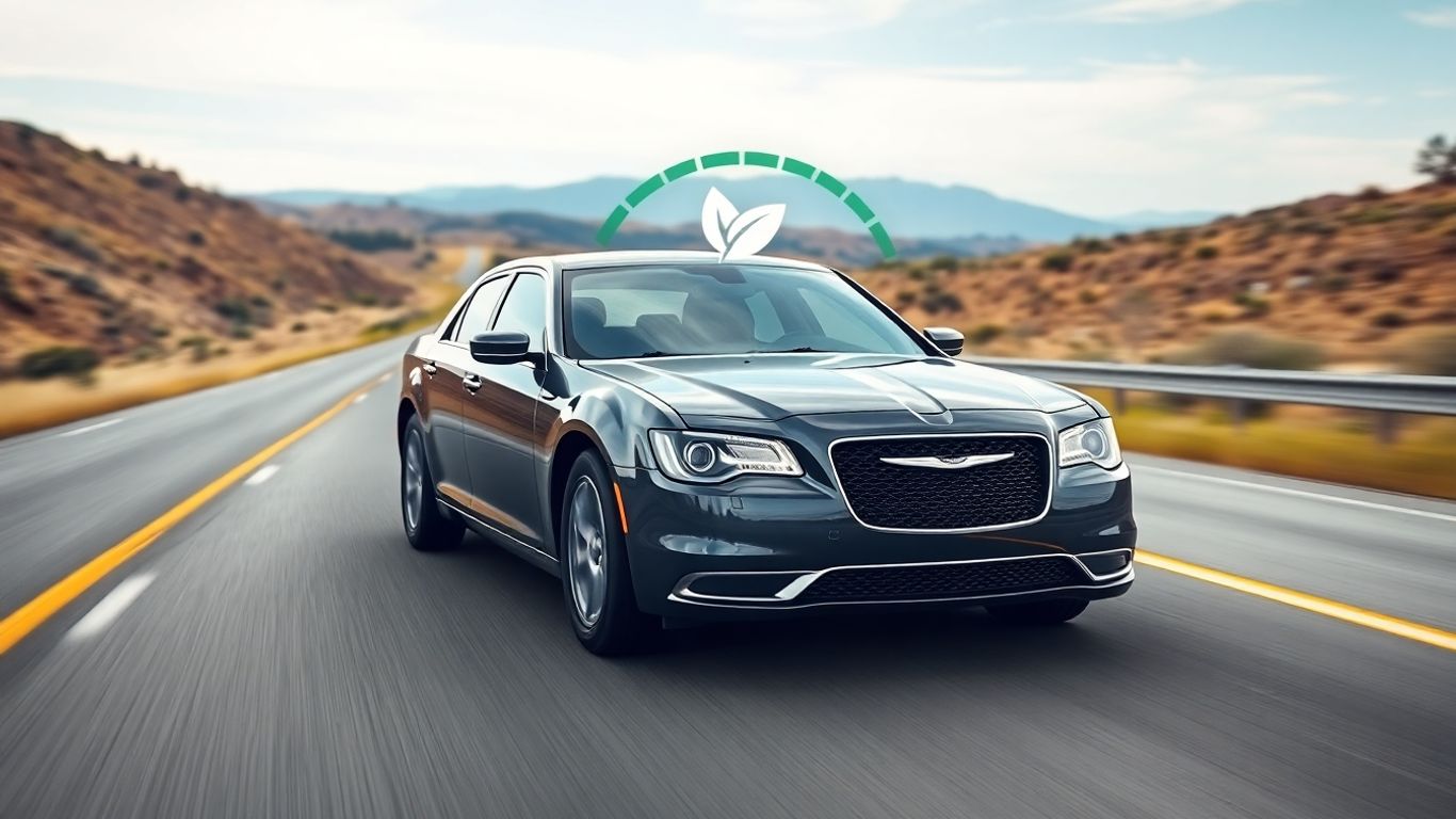 Chrysler vehicle on highway, fuel efficiency visual