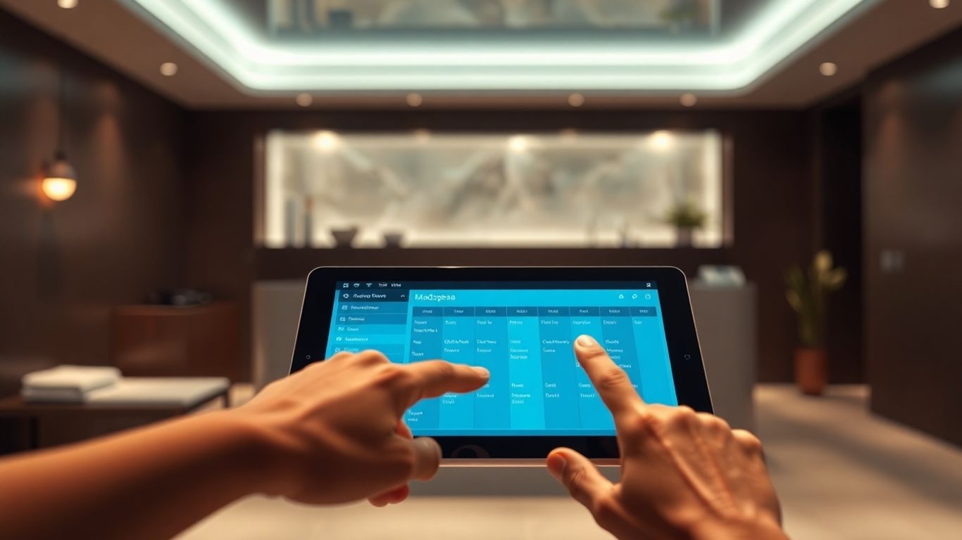 Automated medspa schedule on a tablet.