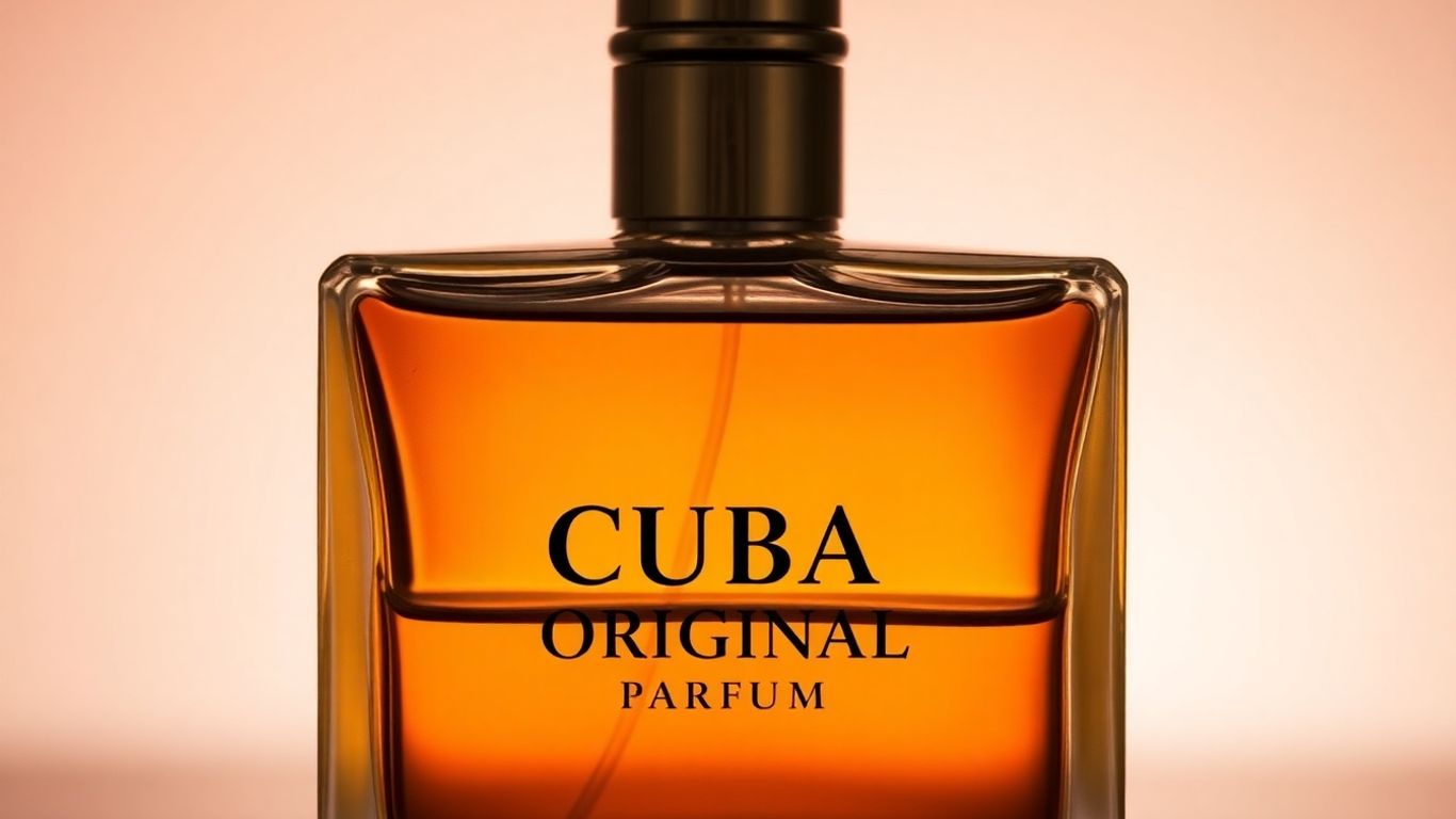Cuba Original perfume bottle with amber liquid and gold cap.