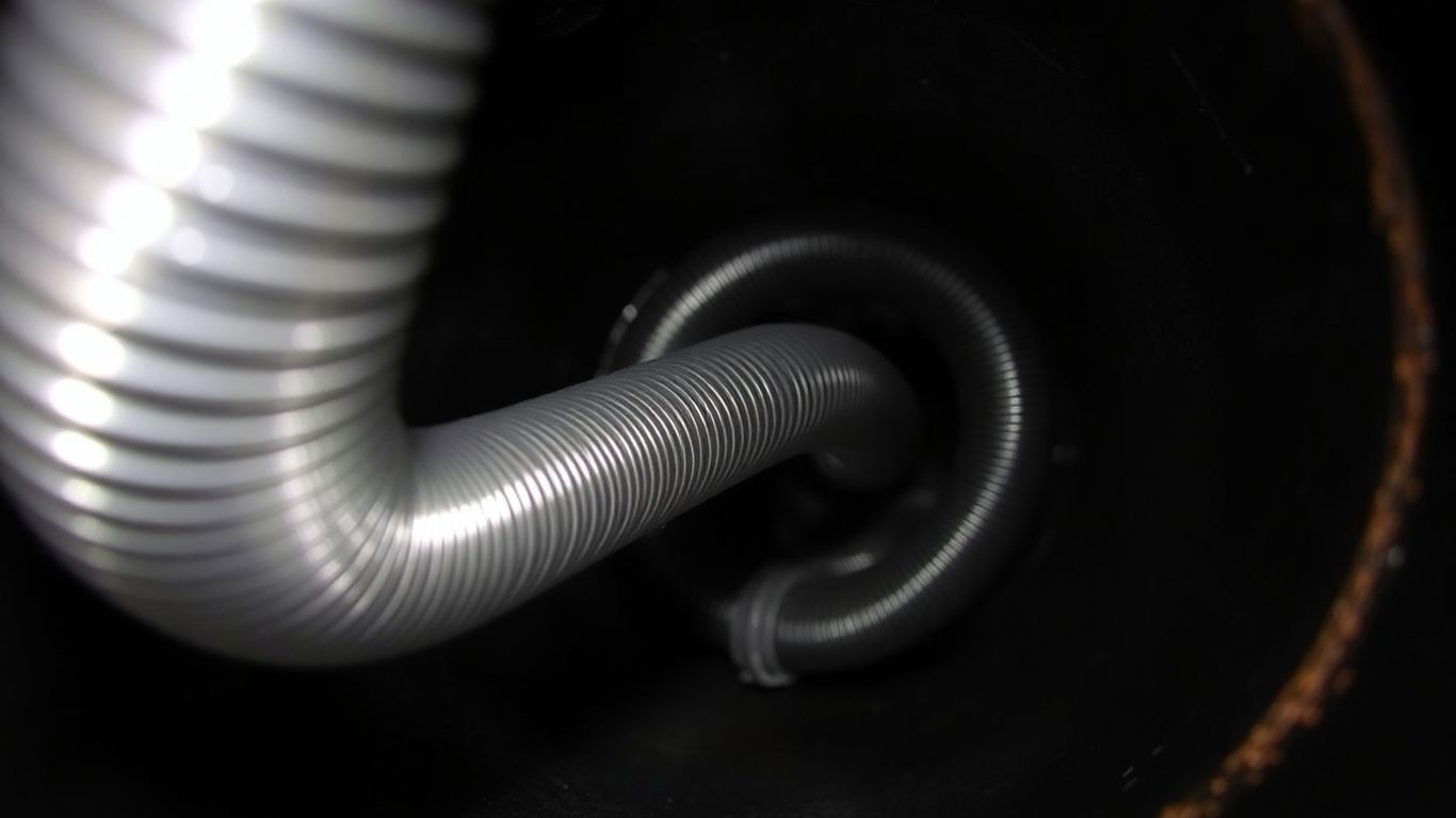 Drain snake being used to clear a pipe.