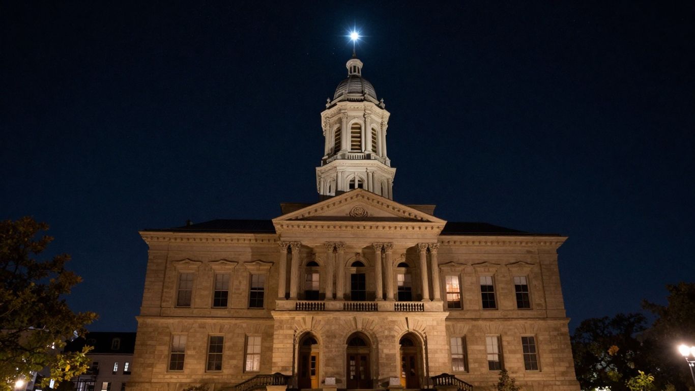 Tribunal supremo bajo un cielo estrellado con la Estrella Polar.