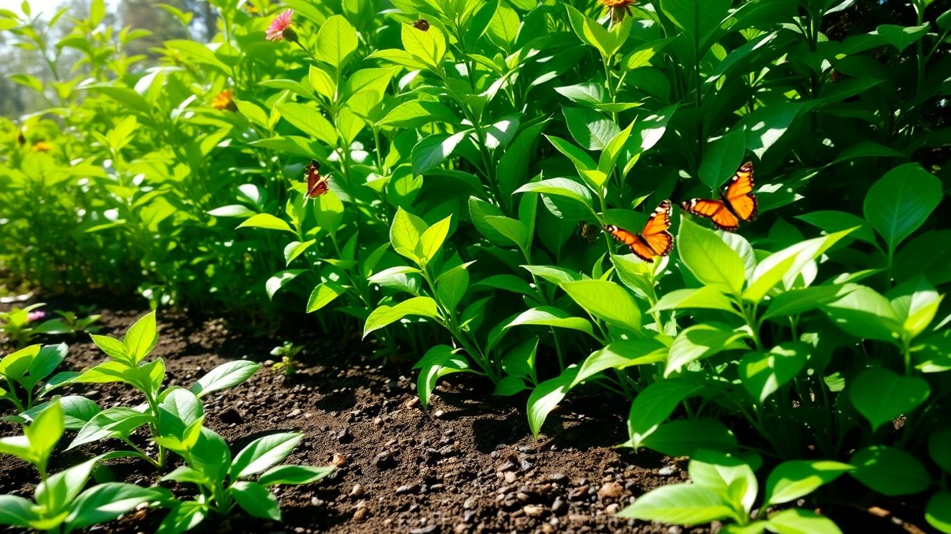 Plantas crescendo com borra de café no jardim.
